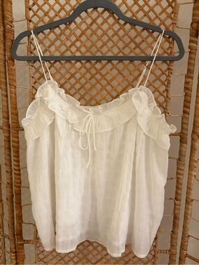 NWT &merci White Ruffled Adjustable Spaghetti Strap Top